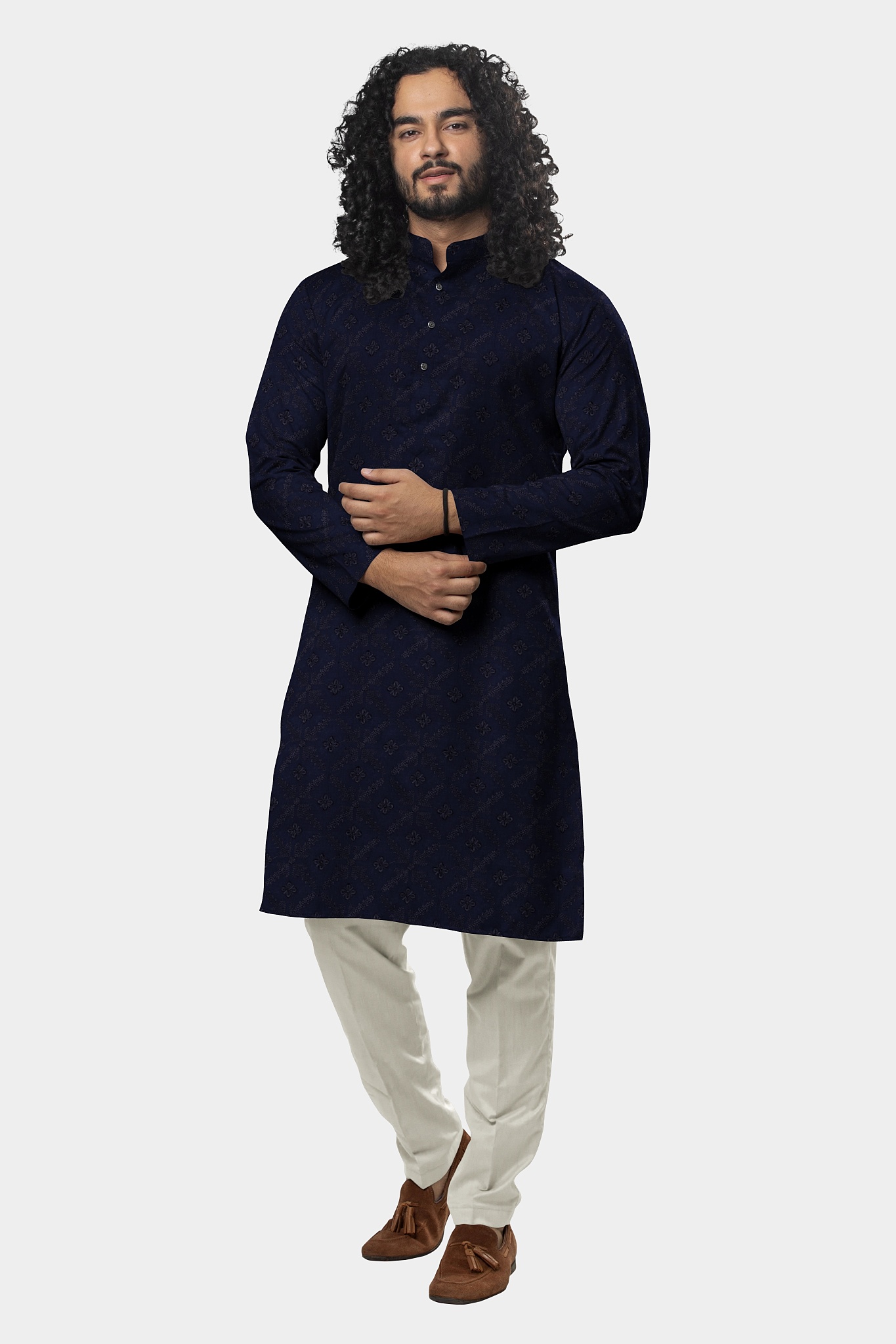 Obsidian Blue with Black Embroidery Kurta SK40